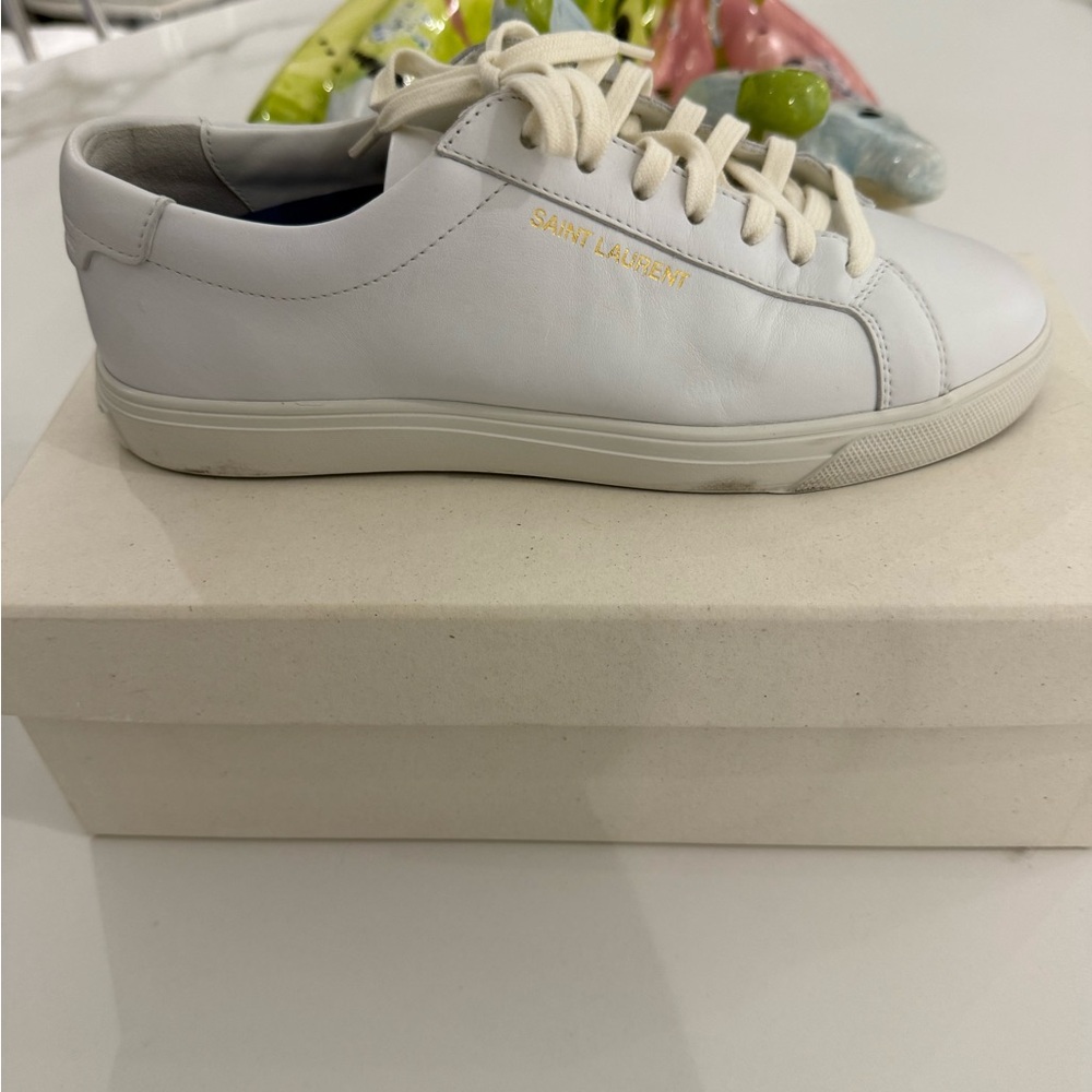 Saint Laurent Ivory Leather Casual Sneakers